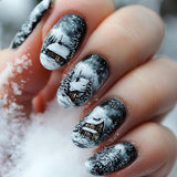 24pcs/Set Christmas Snow House Press-On Nails