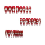 24pcs/Set Christmas Snowflake Burgundy Matte Silver Glitter Gradient Press-On Nails
