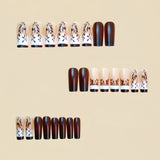 24pcs/Set Autumn Winter Brown Vine Press-On Nails