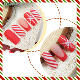 24pcs/Set Christmas Snowflake-Striped Tree Press-On Nails