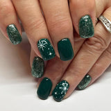 24pcs/Set Short Green Base with White Snowflakes Christmas Press On Nails