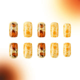 24pcs/Set Thanksgiving Pumpkin Short Press-On Nails