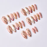 24pcs/Set Christmas Cat Eye Gilded Snowflake Bow Press-On Nails