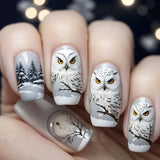 24pcs/Set Christmas Owl with Tree & Snowflake Press-On Nails