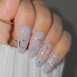 24pcs/Set Cat Eye Stars and Moon Press-On Nails