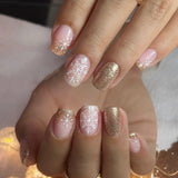 24pcs/Set Christmas Golden Glitter Snowflake Short Press-On Nails