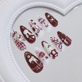 24pcs/Set Bunny Strawberry Bow Pearl Heart Rhinestone Charm Press-On Nails