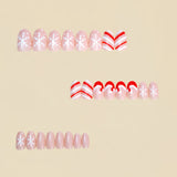 24pcs/Set Striped Snowflake Christmas Hat Press-On Nails