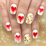 24pcs/Set Heart Leaf Short Press-On Nails