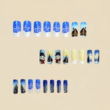 24pcs/Set Christmas Tree Snow House Snowman Snowflake Press-On Nails