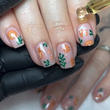 24pcs/Set Christmas Gingerbread Man Gingerbread House Candy Cane Short Press-On Nails