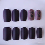24pcs/Set Autumn Winter Leaves Dark Flowers Press-On Nails