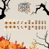 24pcs/Set Short Autumn Maple Leaf And Pumpkin Press-On Nails