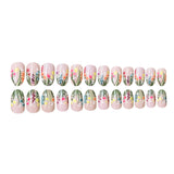 24pcs/Set Short Oval Purple Lavender Sunflower Press-On Nails