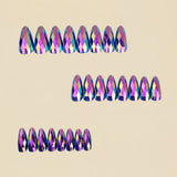 24pcs/Set 3D Geometric Diamond Purple Chrome Press-On Nails