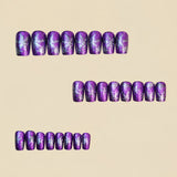 24pcs/Set Christmas Purple Silver Snowflakes Press-On Nails