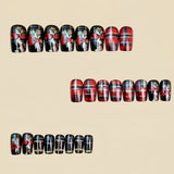 24pcs/Set Christmas Stripe Red Press-On Nails