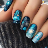 24pcs/Set New Year Multicolor Fireworks Press-On Nails