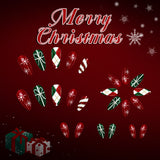24pcs/Set Pine Christmas Green Plaid Glitter Snowflake Gift Press-On Nails