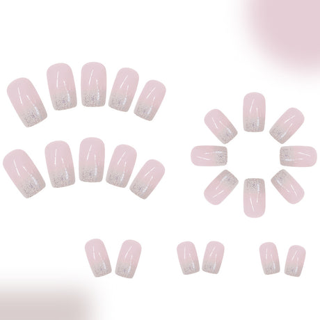 24pcs/Set Short Ombré Glitter French Press-On Nails