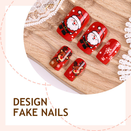 24pcs/Set Christmas Santa Snowflake Reindeer Press-On Nails