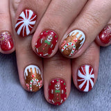 24pcs/Set Christmas Gingerbread Man Press-On Nails