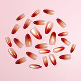 30pcs/Set Orange-Red Gradient Cat's Eye Press-On Nails