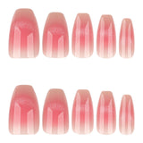 24pcs/Set Blushing Ombré French Cat's Eye Short Style Press-On Nails