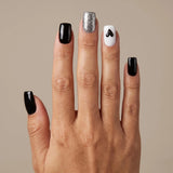 24pcs/Set Short Black Heart Glitter Press-On Nails