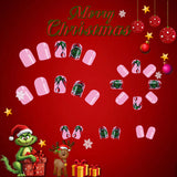 24pcs/Set Short Grinch Christmas Press-On Nails