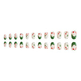 24pcs/SetShort Oval Snowflake Candy Cane Hat & Tree Christmas Press-On Nails