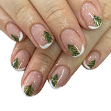 24pcs/Set Short Irregular French with Christmas Tree & Snowflake Press-On Nails