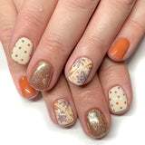 24pcs/Set Autumn Cartoon Maple Leaf with Polka Dots Short Style Press-On Nails