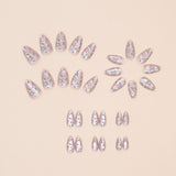24pcs/Set Floral Cat's Eye Press-On Nails