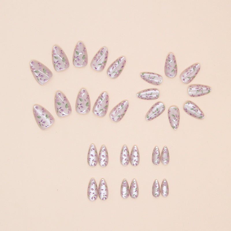 24pcs/Set Floral Cat's Eye Press-On Nails