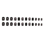 24pcs/Set Matte Black Leopard Print Short Style Press-On Nails