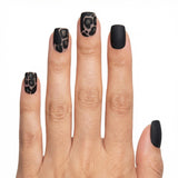 24pcs/Set Matte Black Leopard Print Short Style Press-On Nails