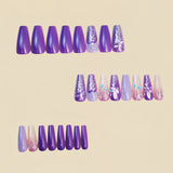 24pcs/Set Purple Crystals Floral Press-On Nails