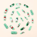 24pcs/Set Green Snowflake Santa & Christmas Tree Press-On Nails