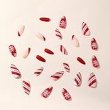 24pcs/Set Christmas Red & White French Tip with Snowflakes Press-On Nails