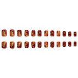 24pcs/Set Autumn-Winter Short Square Amber Marble Swirl Press-On Nails