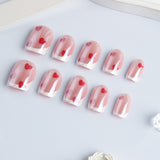 24pcs/Set Short Metallic Gold Heart French Press-On Nails