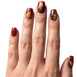 24pcs/Set Square Oil-Paint Style Maple Leaf Short Press-On Nails