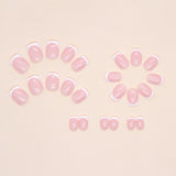 24pcs/Set Short Blush Pink & White French Press-On Nails