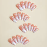 24pcs/Set Pink & White Ombré French with Snowflakes Press-On Nails