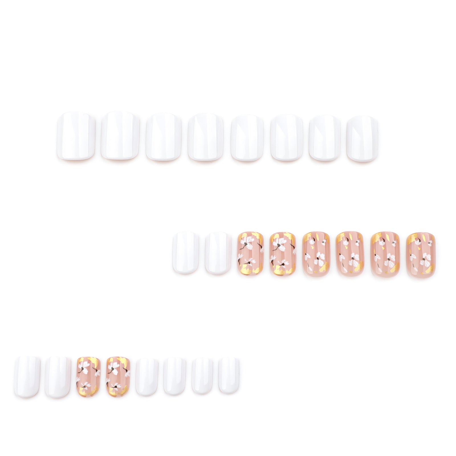 24pcs/Set Short Simple White Flower Press-On Nails