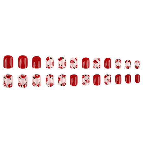24pcs/Set Short Floral Press-On Nails