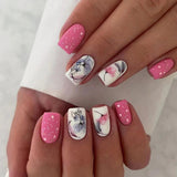 24pcs/Set Matte Lotus with Glitter Press-On Nails