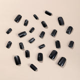 24pcs/Set Short Black Crystal Cat Eye Press-On Nails