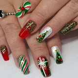 24pcs/Set Christmas Gift & Tree Press-On Nails
